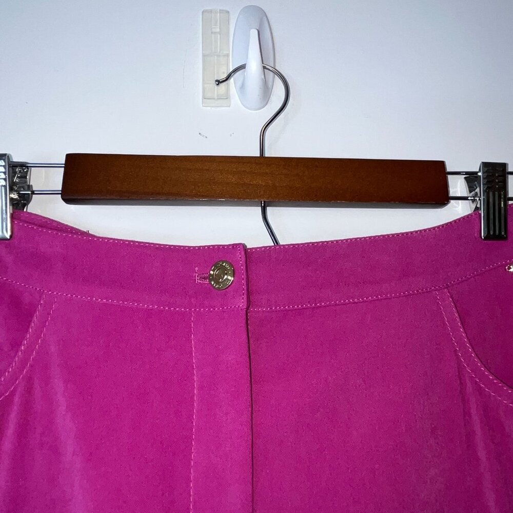 St. Johnn Marie Fuchsia Raspberry Lamb Suede SILK Pants Size 8 - Picture 5 of 12
